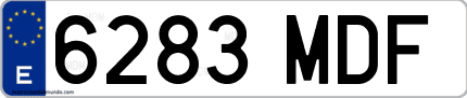 Ejemplo de matrícula de coche ordinaria 6283 MDF