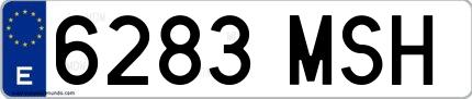 Ejemplo de matrícula española 6283 MSH