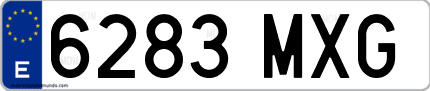 Ejemplo de matrícula de coche ordinaria 6283 MXG