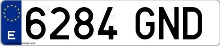 Ejemplo de matrícula española 6284 GND