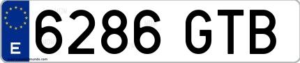 Ejemplo de matrícula española 6286 GTB
