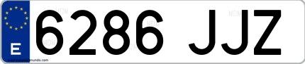 Ejemplo de matrícula española 6286 JJZ