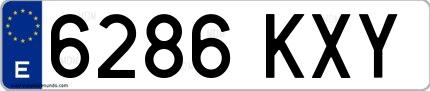 Ejemplo de matrícula española 6286 KXY