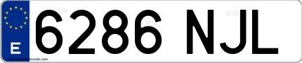 Ejemplo de matrícula española 6286 NJL