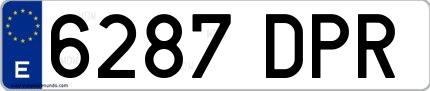 Ejemplo de matrícula española 6287 DPR