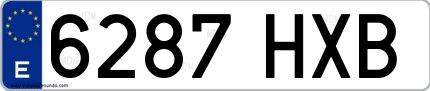 Ejemplo de matrícula española 6287 HXB