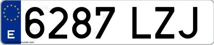 Ejemplo de matrícula española 6287 LZJ