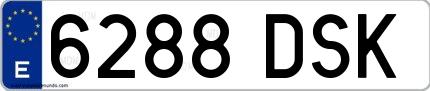 Ejemplo de matrícula española 6288 DSK