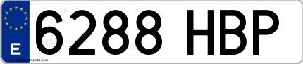 Ejemplo de matrícula española 6288 HBP