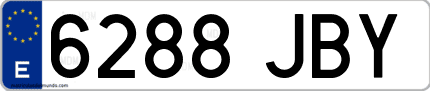 Ejemplo de matrícula de coche ordinaria 6288 JBY