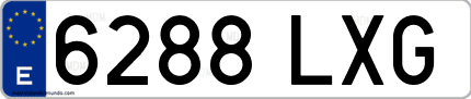 Ejemplo de matrícula de coche ordinaria 6288 LXG