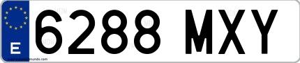 Ejemplo de matrícula española 6288 MXY