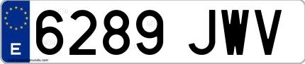 Ejemplo de matrícula española 6289 JWV