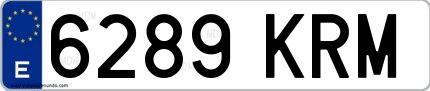 Ejemplo de matrícula española 6289 KRM
