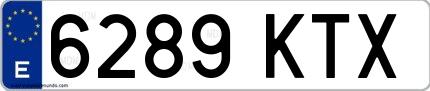 Ejemplo de matrícula española 6289 KTX