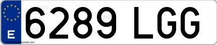 Ejemplo de matrícula española 6289 LGG
