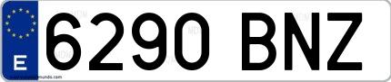 Ejemplo de matrícula española 6290 BNZ