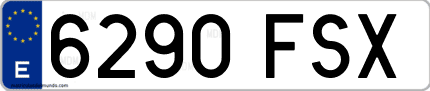 Ejemplo de matrícula de coche ordinaria 6290 FSX