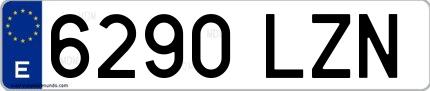 Ejemplo de matrícula española 6290 LZN