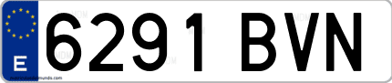 Ejemplo de matrícula de coche ordinaria 6291 BVN