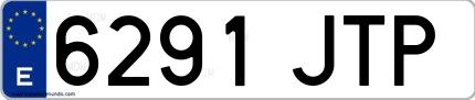 Ejemplo de matrícula española 6291 JTP
