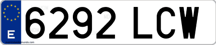 Ejemplo de matrícula de coche ordinaria 6292 LCW
