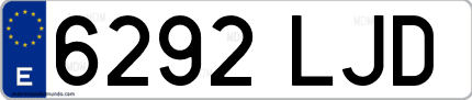 Ejemplo de matrícula de coche ordinaria 6292 LJD