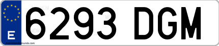 Ejemplo de matrícula de coche ordinaria 6293 DGM