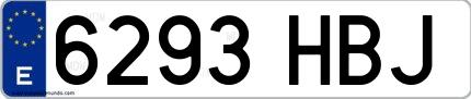 Ejemplo de matrícula española 6293 HBJ