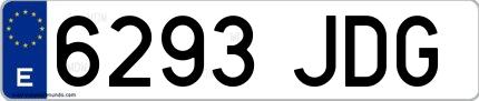 Ejemplo de matrícula española 6293 JDG
