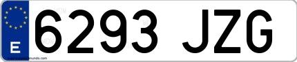 Ejemplo de matrícula española 6293 JZG