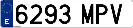 Ejemplo de matrícula española 6293 MPV