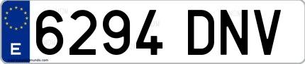 Ejemplo de matrícula española 6294 DNV