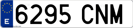 Ejemplo de matrícula de coche ordinaria 6295 CNM