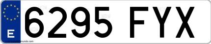 Ejemplo de matrícula española 6295 FYX