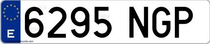 Ejemplo de matrícula española 6295 NGP