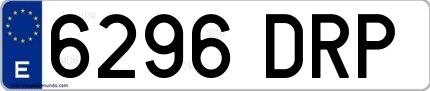 Ejemplo de matrícula española 6296 DRP