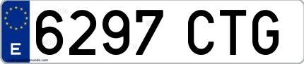 Ejemplo de matrícula española 6297 CTG
