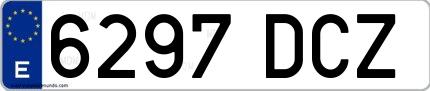Ejemplo de matrícula española 6297 DCZ