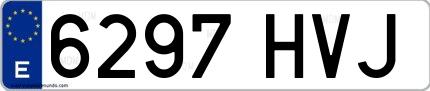 Ejemplo de matrícula española 6297 HVJ