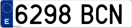 Ejemplo de matrícula de coche ordinaria 6298 BCN