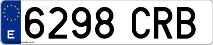 Ejemplo de matrícula española 6298 CRB