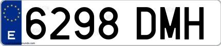 Ejemplo de matrícula española 6298 DMH