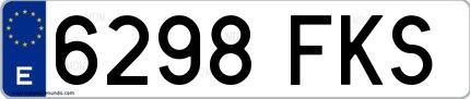 Ejemplo de matrícula española 6298 FKS