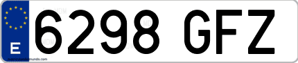 Ejemplo de matrícula de coche ordinaria 6298 GFZ