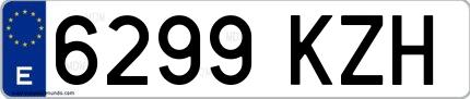 Ejemplo de matrícula española 6299 KZH