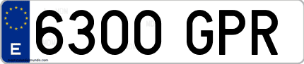 Ejemplo de matrícula de coche ordinaria 6300 GPR