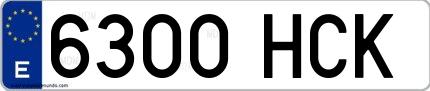 Ejemplo de matrícula española 6300 HCK