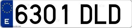 Ejemplo de matrícula española 6301 DLD