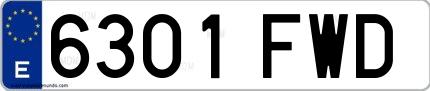 Ejemplo de matrícula española 6301 FWD